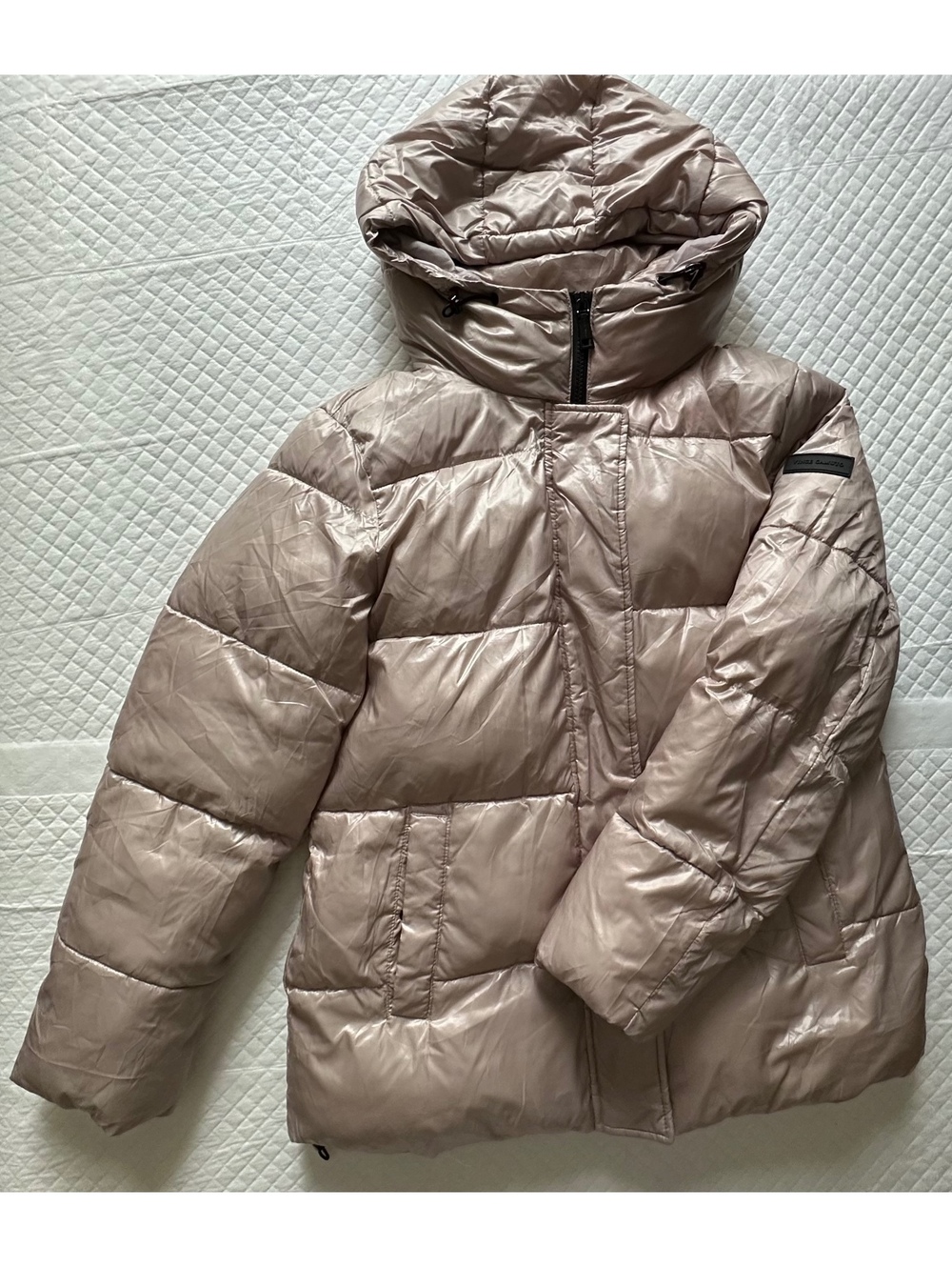 Two by Vince Camuto Beige Puffer Jacket Hooded Medium